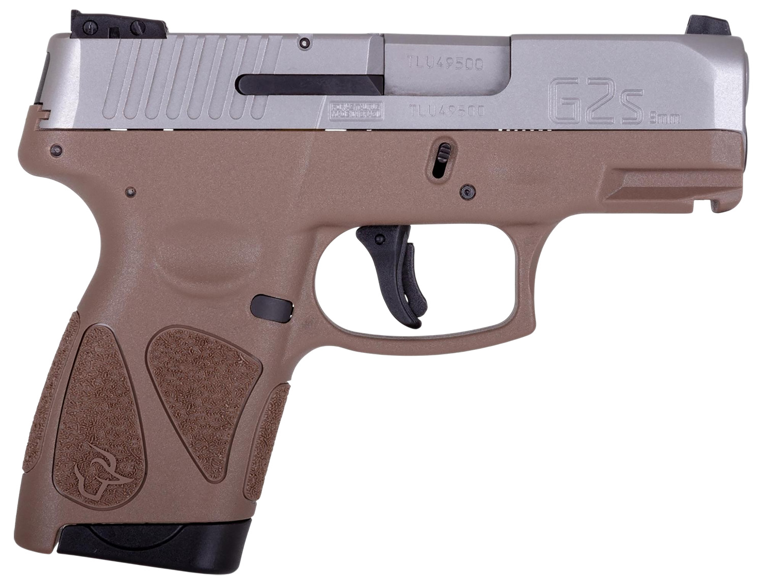 Taurus 1-G2S939B G2S Compact Frame 9mm Luger 7+1 3.26″ Matte Stainless Steel Barrel, Black Stainless Steel Serrated Slide, Brown Polymer Frame w/Accessory Rail, Black Polymer Grip