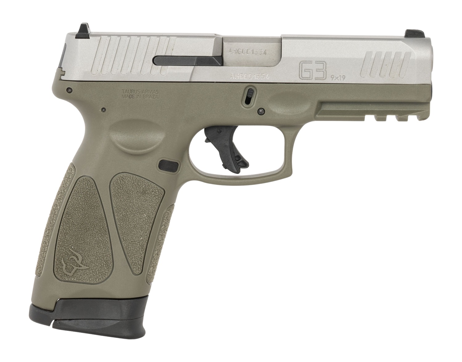 Taurus 1-G3B949O G3 Full Size 9mm Luger 17+1 4″ Matte Stainless Steel Barrel & Serrated Slide, OD Green Cerakote Polymer Frame w/Picatinny Rail, Textured Grip