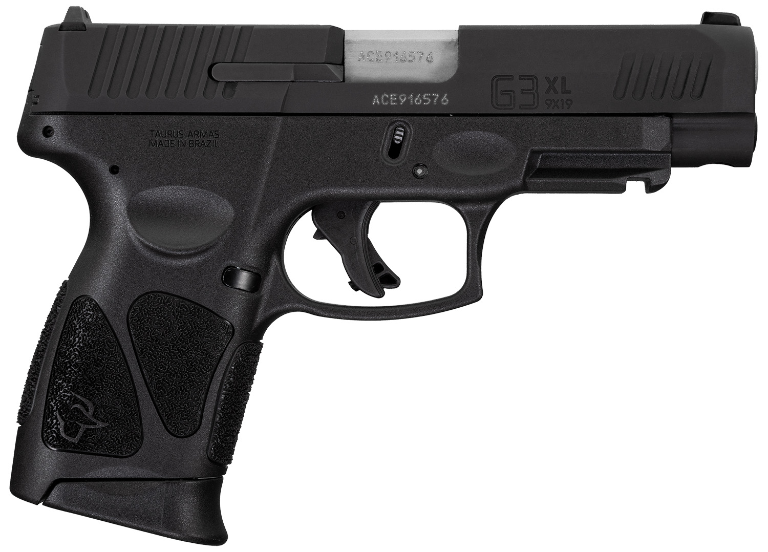 Taurus 1G3XLSR9041 G3XL Compact Frame 9mm Luger 12+1 4″ Matte Stainless Steel Barrel, Matte Black Tenifer Serrated Steel Slide, Black Polymer Frame w/Picatinny Rail, Black Polymer Grip, Right Hand