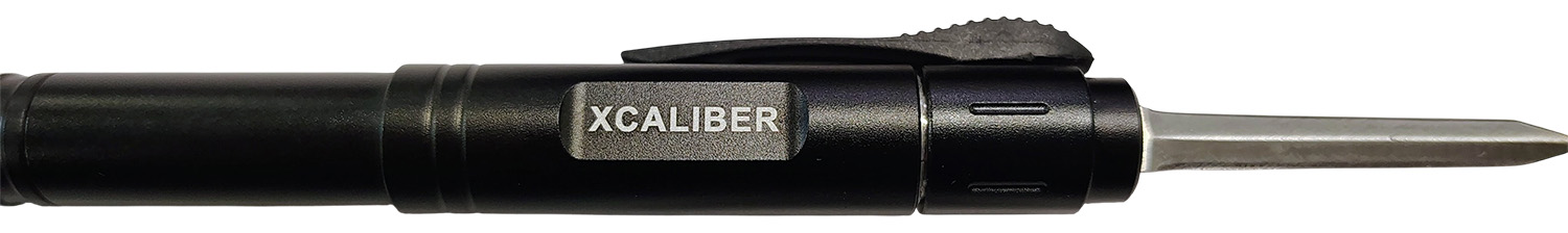 Xcaliber Knife Company Pen Knife 1.70″ OTF Dagger Stainless 440C SS Blade, 5.90″ Black Aluminum Handle