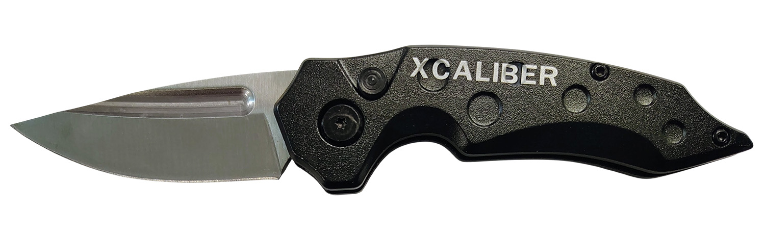 Xcaliber Knife Company Switch Blade 2.41″ Folding Drop Point Plain Stainless D2 Steel Blade. 4.15″ Aluminum Handle