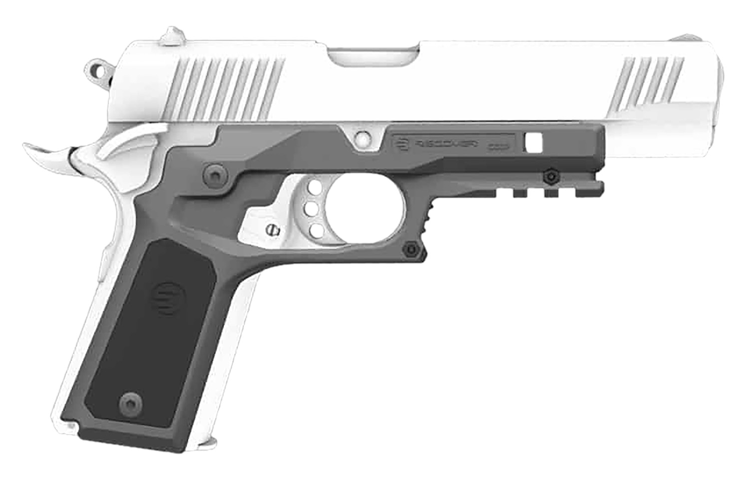 Recover Tactical CC3P0401 Frame Grip  Gray Polymer Frame with Interchangeable Black & Gray Panels for Standard Frame 1911