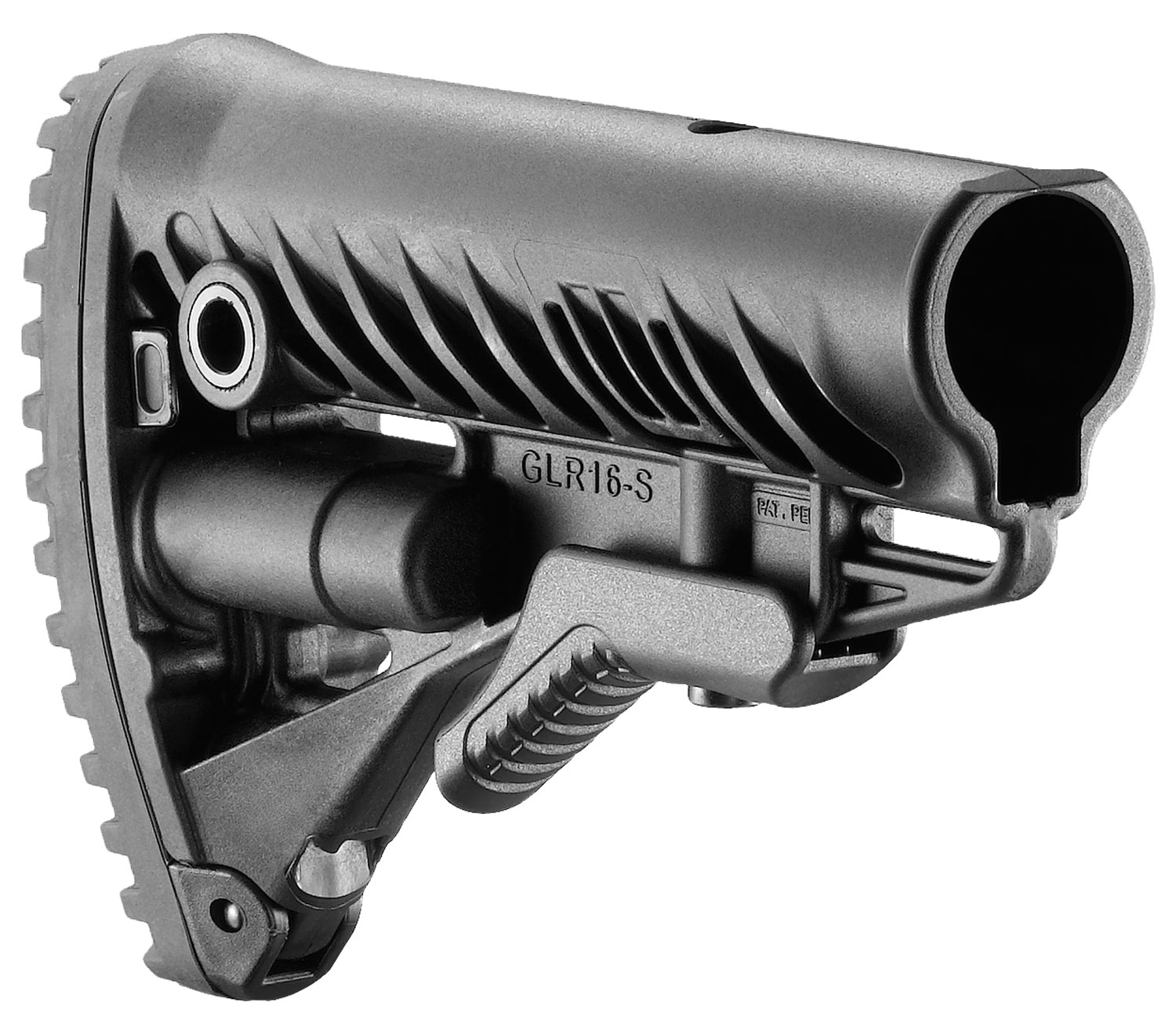 FAB Defense FXGLR16B GLR-16 Buttstock for AR-15/ M16/ M4 Fixed Storage Compartment & Anti-Rattle Mechanism Black Polymer