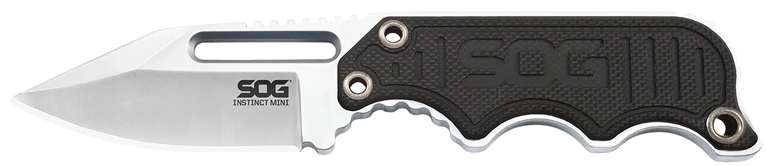 S.O.G SOG-NB1002-C Instinct Mini 1.90″ Fixed Clip Point Plain Satin Polished 5Cr15MoV SS Blade Black/Silver G10/SS Handle Includes Lanyard/Sheath