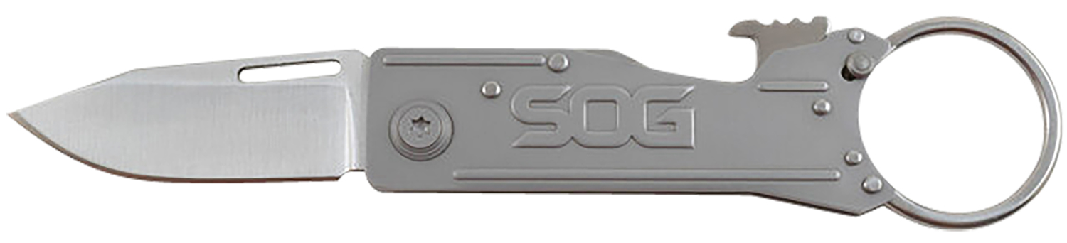S.O.G SOG-KT1001-C KeyTron 1.80″ Folding Plain Clip Point Grey 5Cr13MoV SS Blade/ Grey Stainless Steel Handle