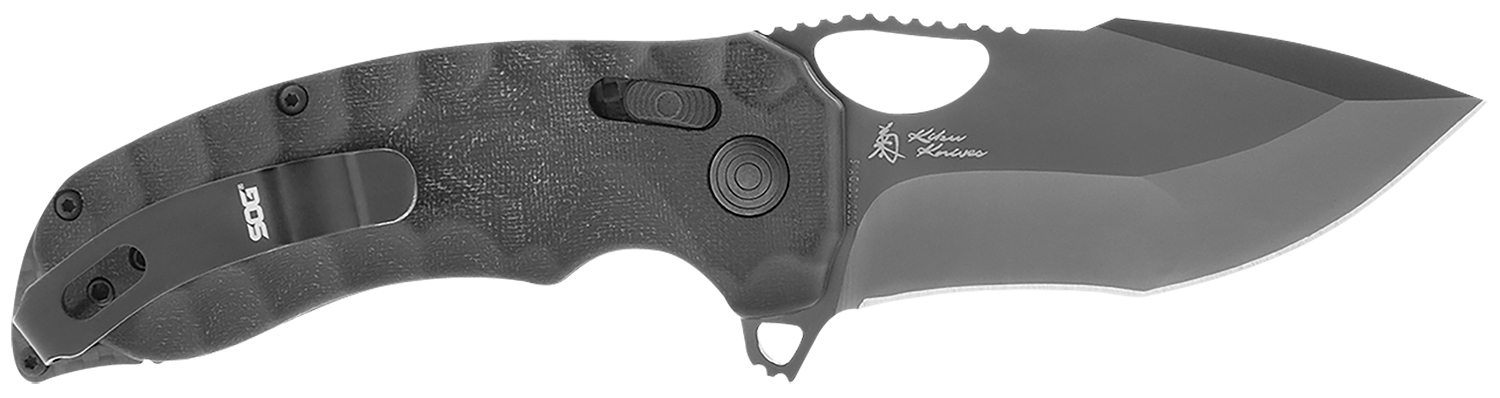 S.O.G SOG12270457 Kiku XR LTE 3.02″ Folding Tanto Plain Cryo CTS XHP Blade Deep Textured Black Linen Micarta Handle Includes Belt Clip
