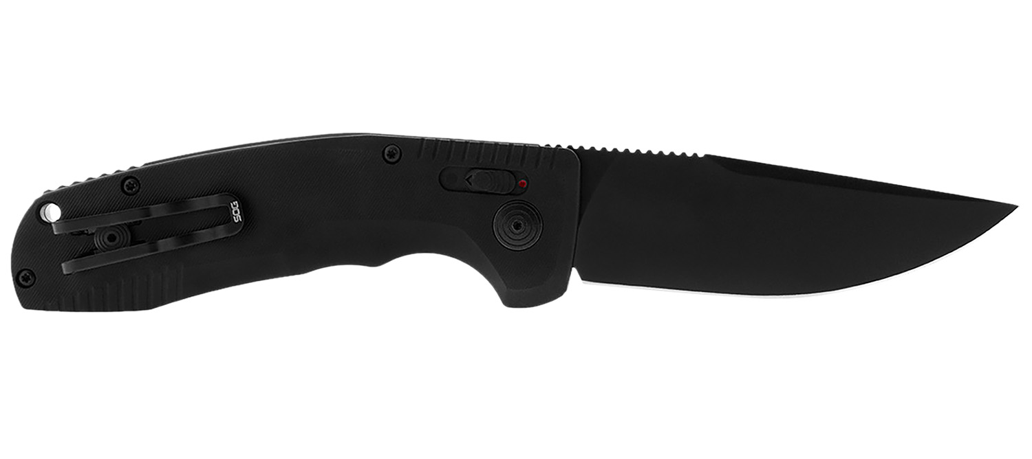 S.O.G SOG15380157 SOG-TAC Auto 3.43″ Folding Plain Black TiNi Cryo D2 Steel Blade Black Micro-Textured Anodized Aluminum Handle Includes Pocket Clip