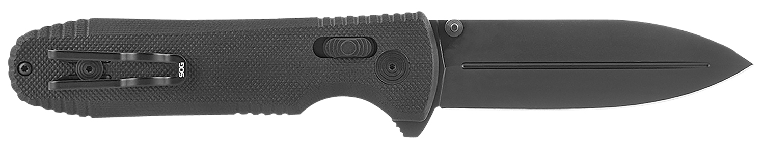 S.O.G SOG12610557 Pentagon XR LTE 3.60″ Folding Spear Point Graphite TiNi Cryo CTS XHP Blade/Black G10 Handle Includes Belt Clip