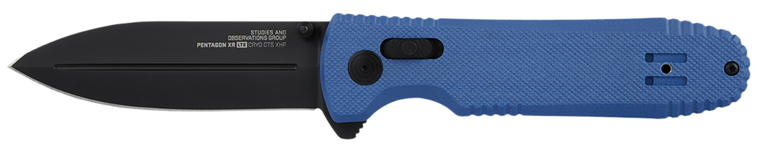 S.O.G SOG12610657 Pentagon XR LTE 3.60″ Folding Spear Point TiNi Cryo CTS XHP Blade/Blue G10 Handle Includes Belt Clip