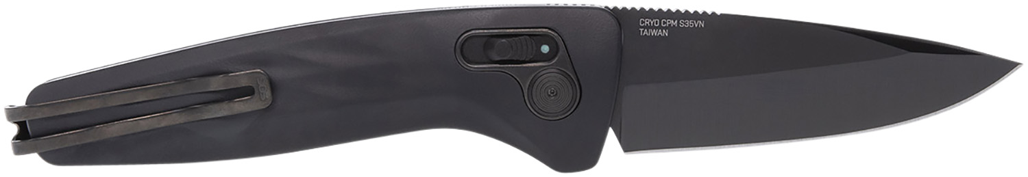 S.O.G SOG15730157 One-Zero Auto 3.10″ Folding Plain Black Chrome CPM S35VN SS Blade/ Black Aluminum Handle
