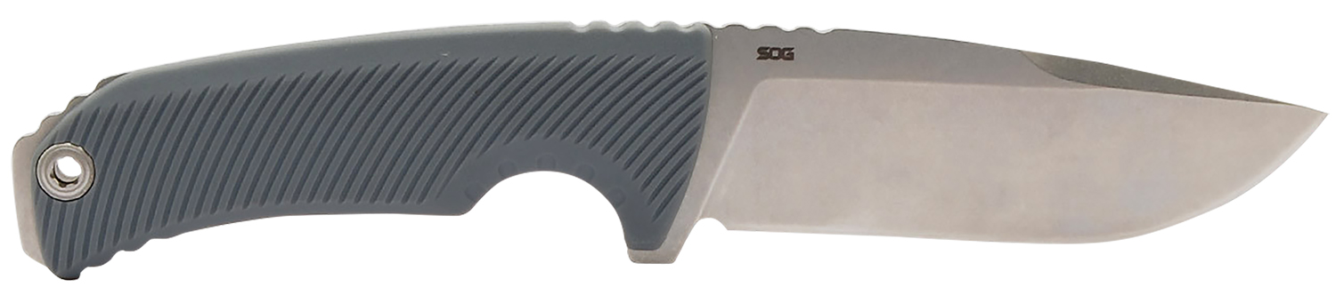 S.O.G SOG17060243 Tellus FX 4.20″ Fixed Clip Point Plain Stonewashed Cryo 440C SS Blade, Wolf Gray Textured GRN Handle, Blister Pack