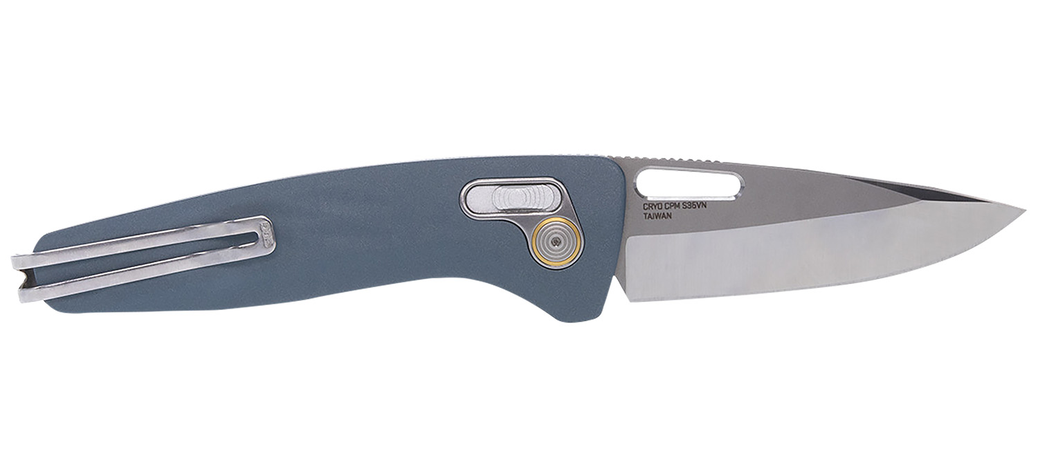 S.O.G SOG12730457 One-Zero XR 3.10″ Folding Plain Satin/Polished Cryo CPM S35VN Steel Blade/ Smoke Gray Sculpted Aluminum Handle