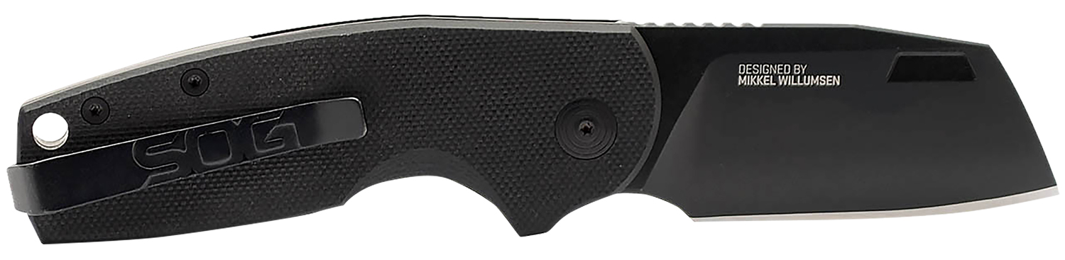 S.O.G SOG16030757 Stout SJ 2.60″ Folding Clip Point Plain Stonewashed Cryo D2 Steel Blade/ Black Textured G10 Handle Includes Belt Clip, Presentation Box