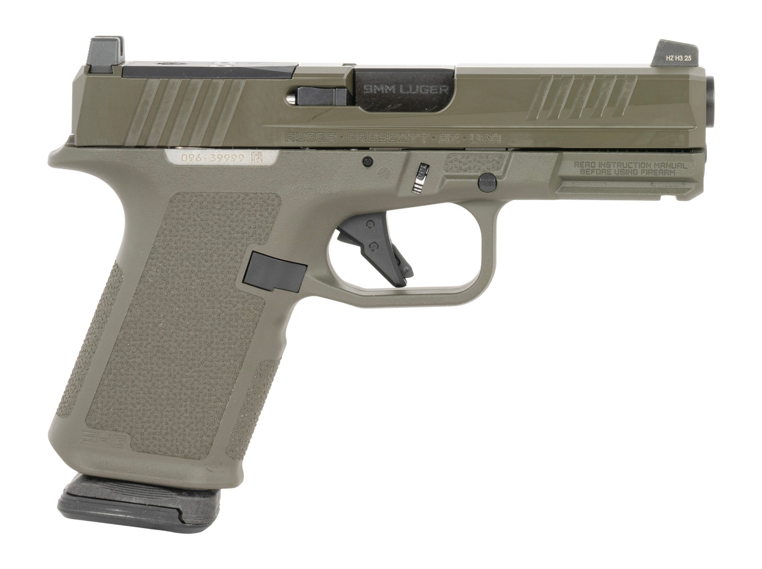 Ruger  RXM  Sports South Exclusive Compact Frame 9mm Luger 15+1 4″ Black FNC Nitride Barrel, OD Green Alloy Steel Optic Ready/Serrated Slide, OD Green Polymer Frame w/Accessory Rail, Textured Grip, RM