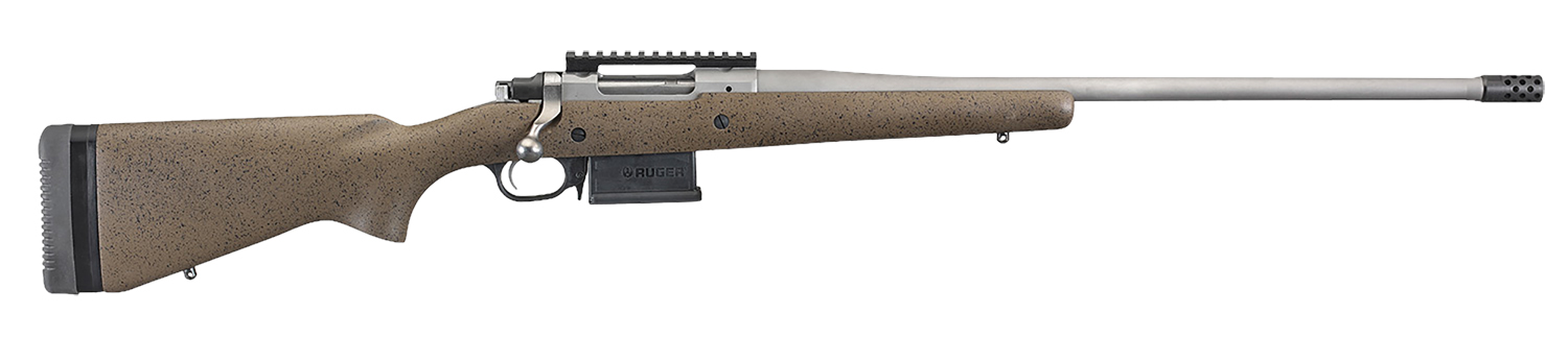Ruger 47198 Hawkeye Long-Range Hunter Full Size 6.5 Creedmoor 5+1 22″ Matte Stainless Steel Threaded Barrel, Picatinny Rail Stainless Steel Receiver, Black Speckled Brown Adj LOP Laminate Stock