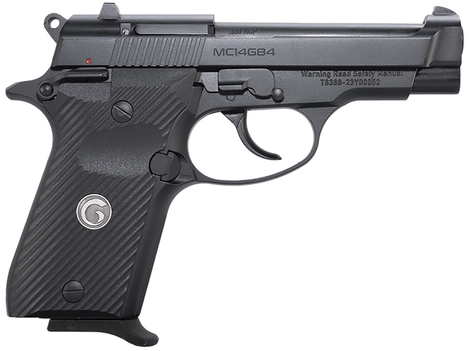 EAA GIRSAN 390825 MC14G84 380 ACP 13+1 3.80″ Black Steel Barrel, Black Serrated Steel Slide, Black Aluminum Frame w/Beavertail, Black Polymer Grip
