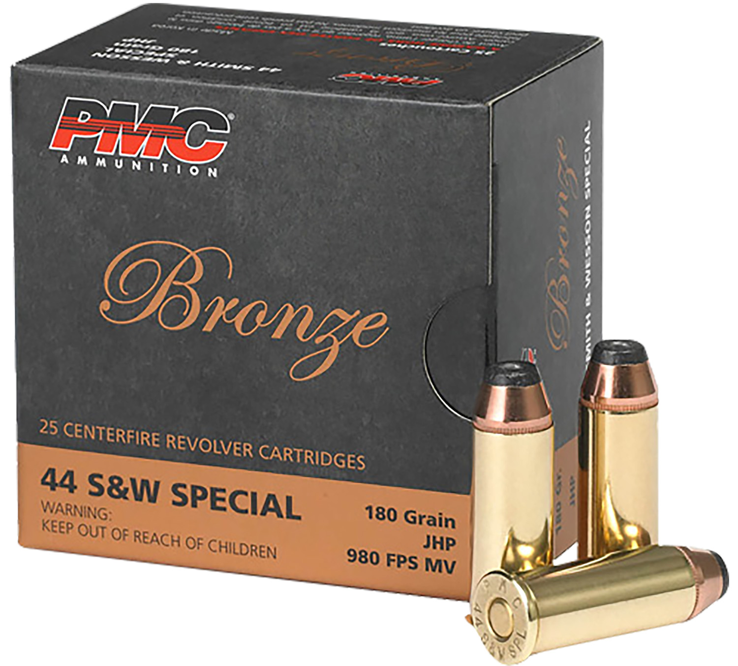 PMC 44SB Bronze 44S&WSpl 180gr Jacketed Hollow Point 25 Per Box/20 Case