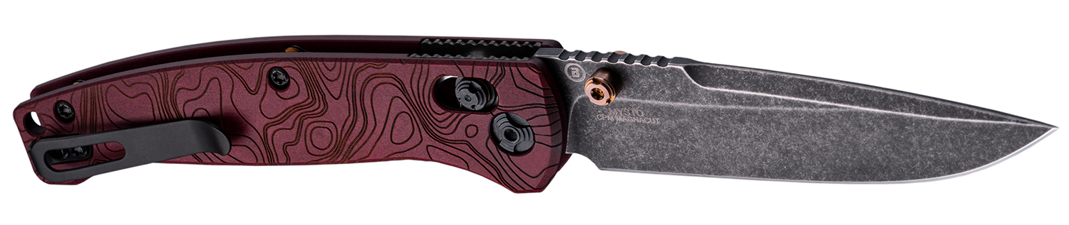 Hogue 24452 Mysto 3.40″ Folding Drop Point Plain Black Stonewashed CPM MagnaCut Steel Blade, Redstone Richlite Handle
