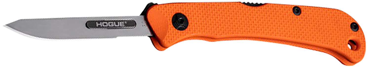 Hogue 35834 Expel 2.50″ Folding Scalpel Plain Satin High Carbon Steel Blade, Blaze Orange Textured G10 Scales/SS Handle