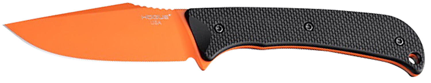 Hogue 35864 Extrak 3.30″ Fixed Clip Point Plain Blaze Orange Cerakote CPM M4 Tool Steel Blade, Black Textured G10 Scales Handle