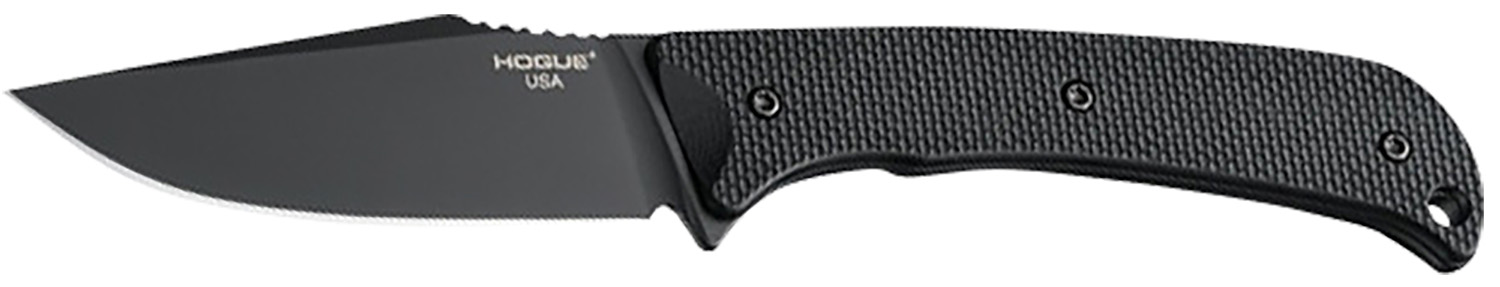 Hogue 35869 Extrak 3.30″ Fixed Clip Point Plain Black Cerakote CPM M4 Tool Steel Blade, Black Textured G10 Scales Handle