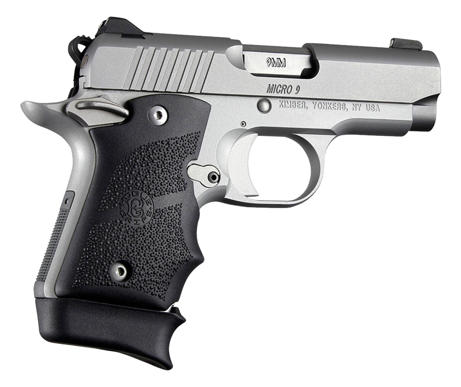 Hogue 39080 Rubber Grip Cobblestone Black with Finger Grooves for Kimber Micro 9