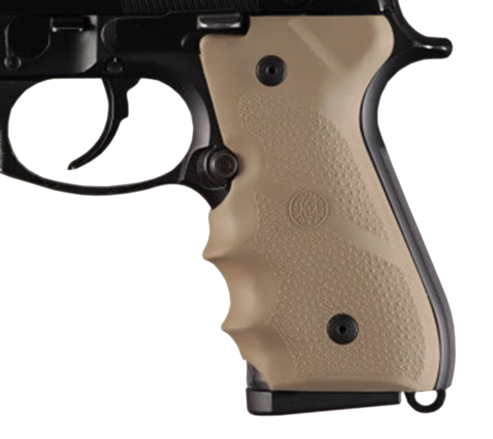 Hogue 92003 Rubber Grip Flat Dark Earth with Finger Grooves for Beretta 92, 96