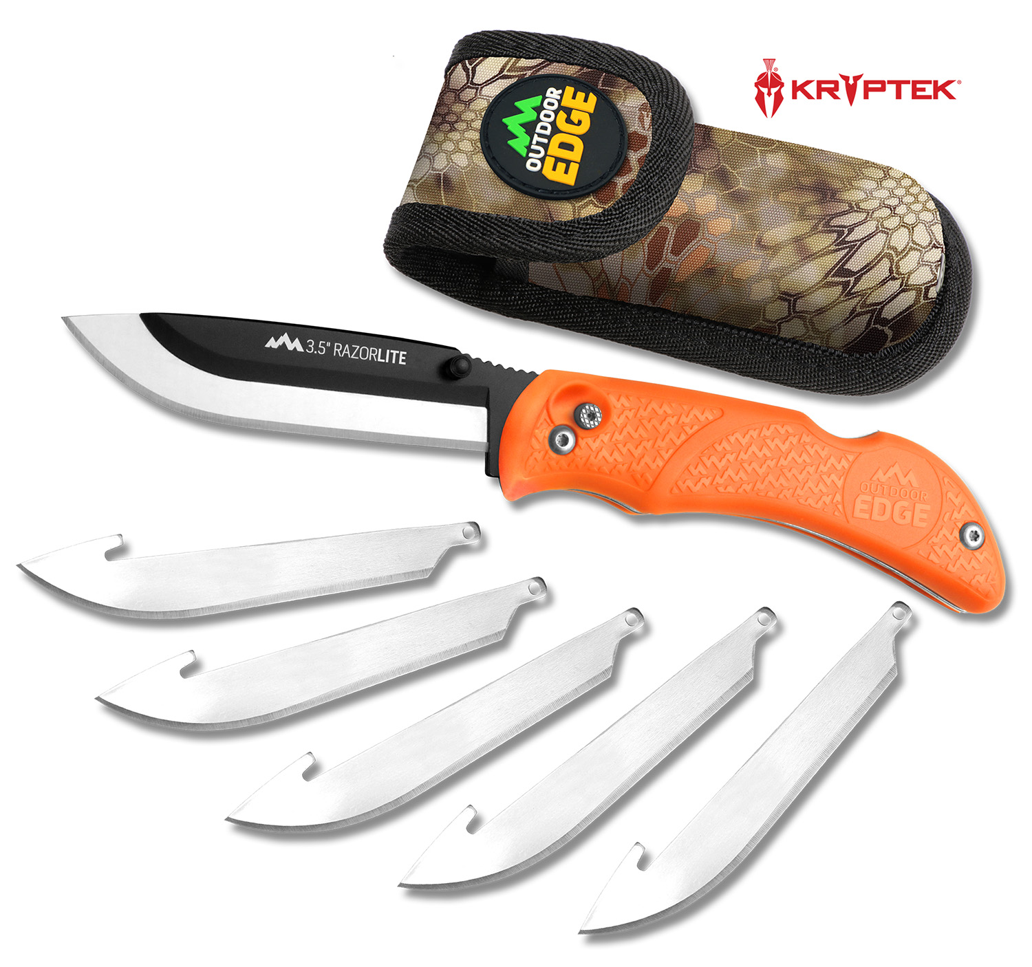 Outdoor Edge RB20C RazorLite  3.50″ Folding Plain Black Oxide 420J2 SS Blade TPR Blaze Orange Handle