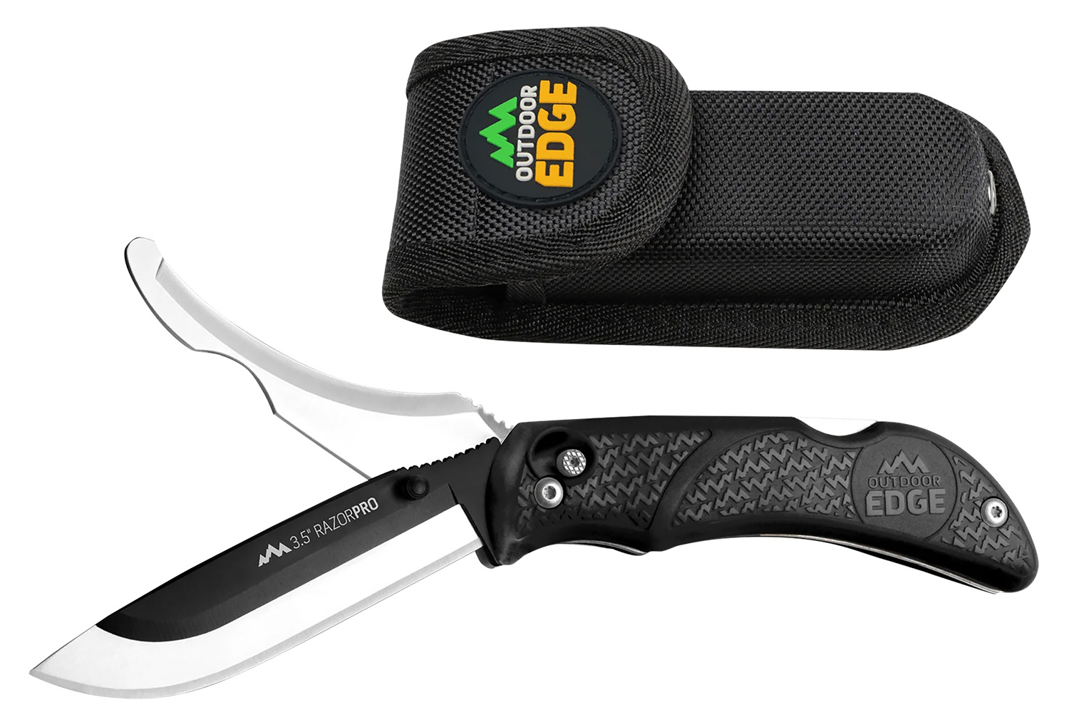 Outdoor Edge RO10C RazorPro 3.50″ Folding Razor/Gut Plain 420J2 SS Blade, Black TPR Handle, Includes Replacement Blades