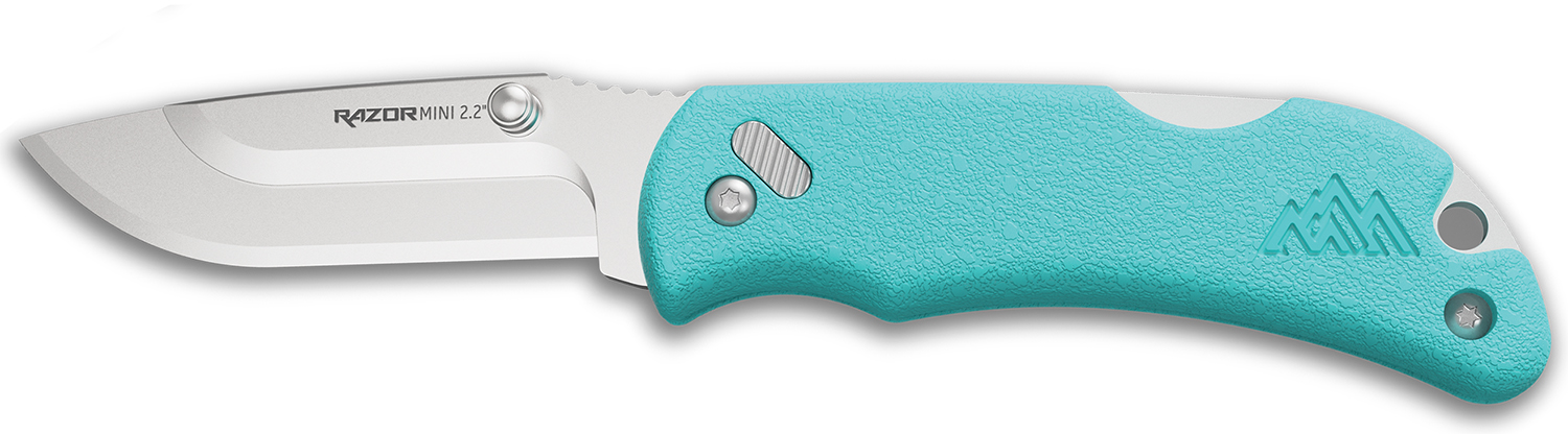 Outdoor Edge RMS222C RazorMini  2.20″ Folding Plain 420J2 SS Blade Aqua ABS Polymer Handle