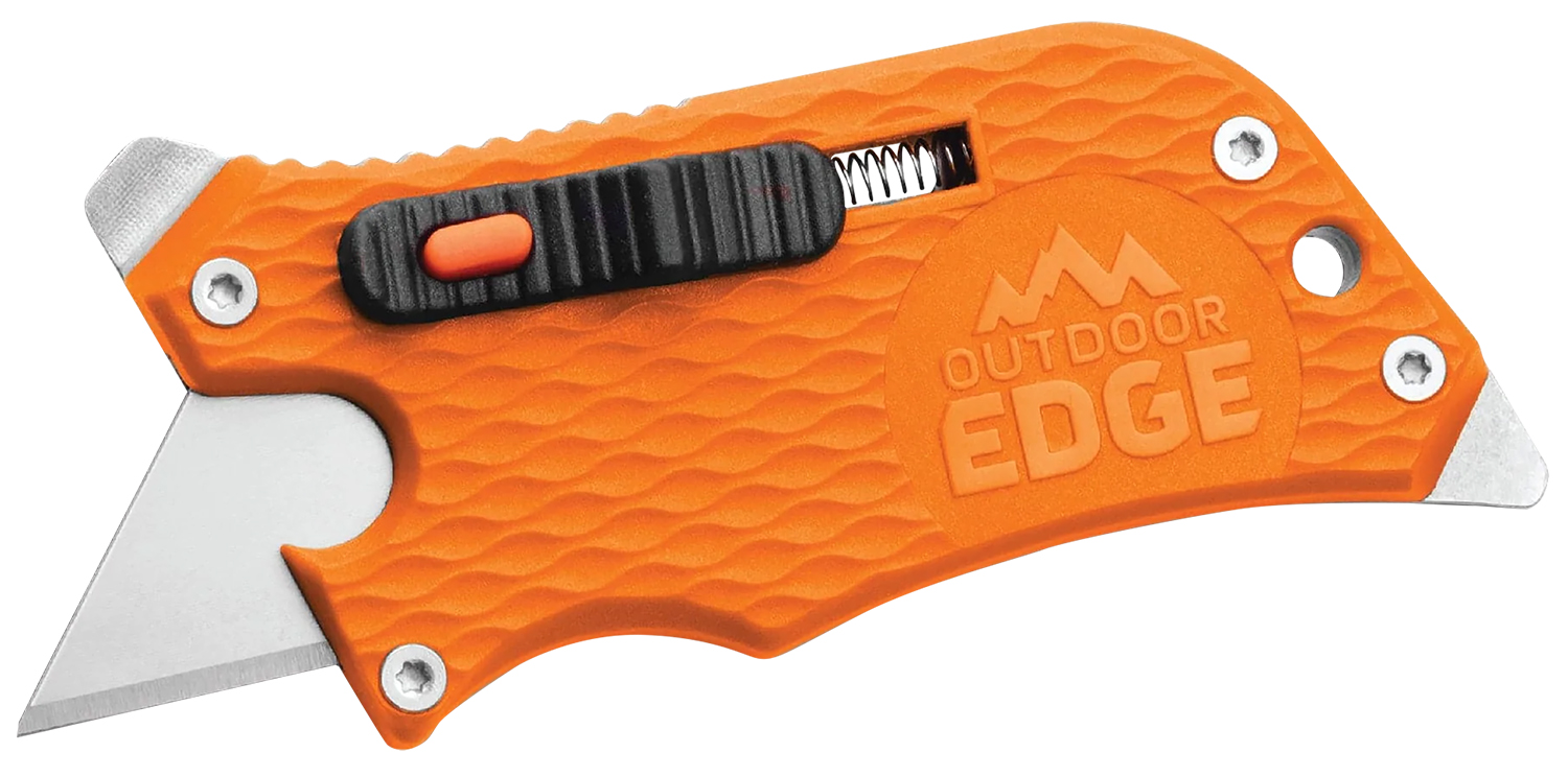 Outdoor Edge SWB10C SlideWinder 3.50″ Long, Plain Utility Blade, Orange GNR/SS Handle, Screwdriver, Bottle Opener