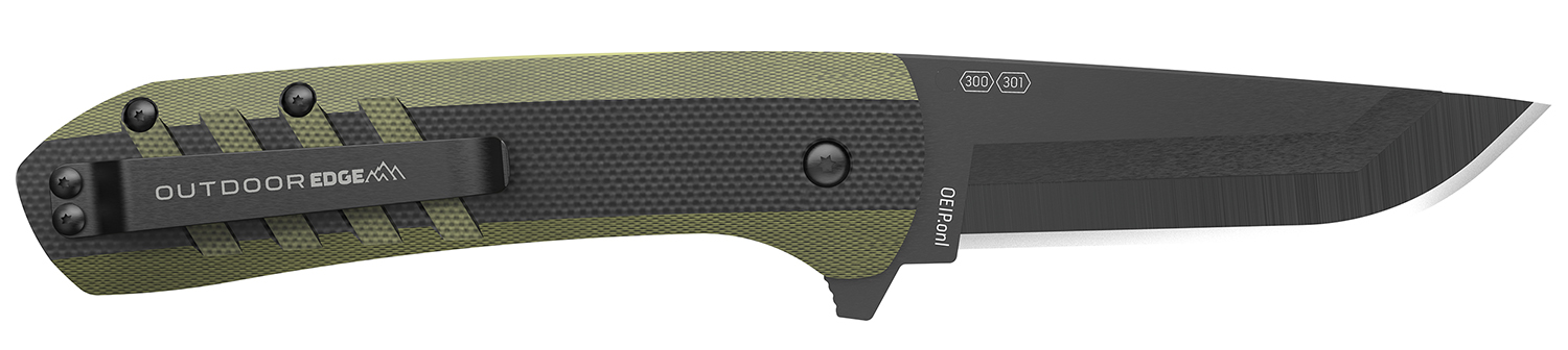 Outdoor Edge VX430BC Razor VX4 3″ Folding Plain Black/Green