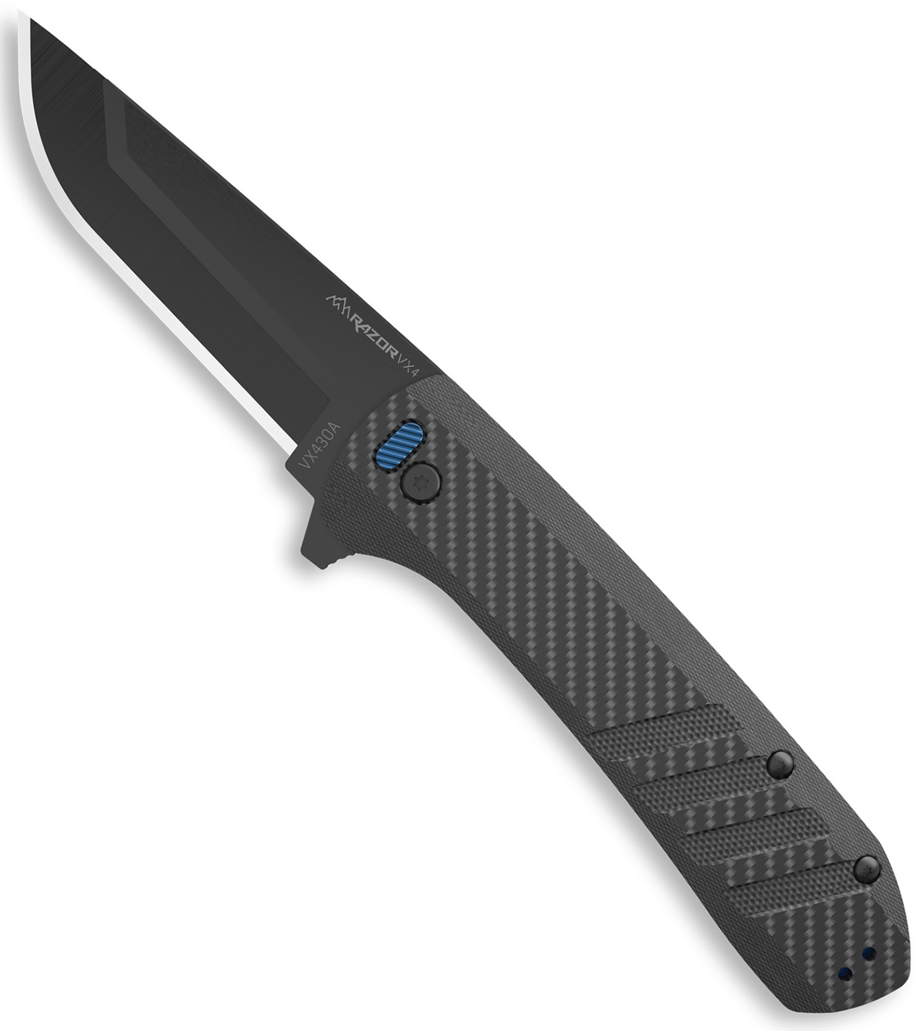 Outdoor Edge VX430A Razor VX4 EDC 3″ Folding Drop Point Plain Black Oxide 420J2 SS Blade, Black Textured Carbon Fiber/G10 Handle
