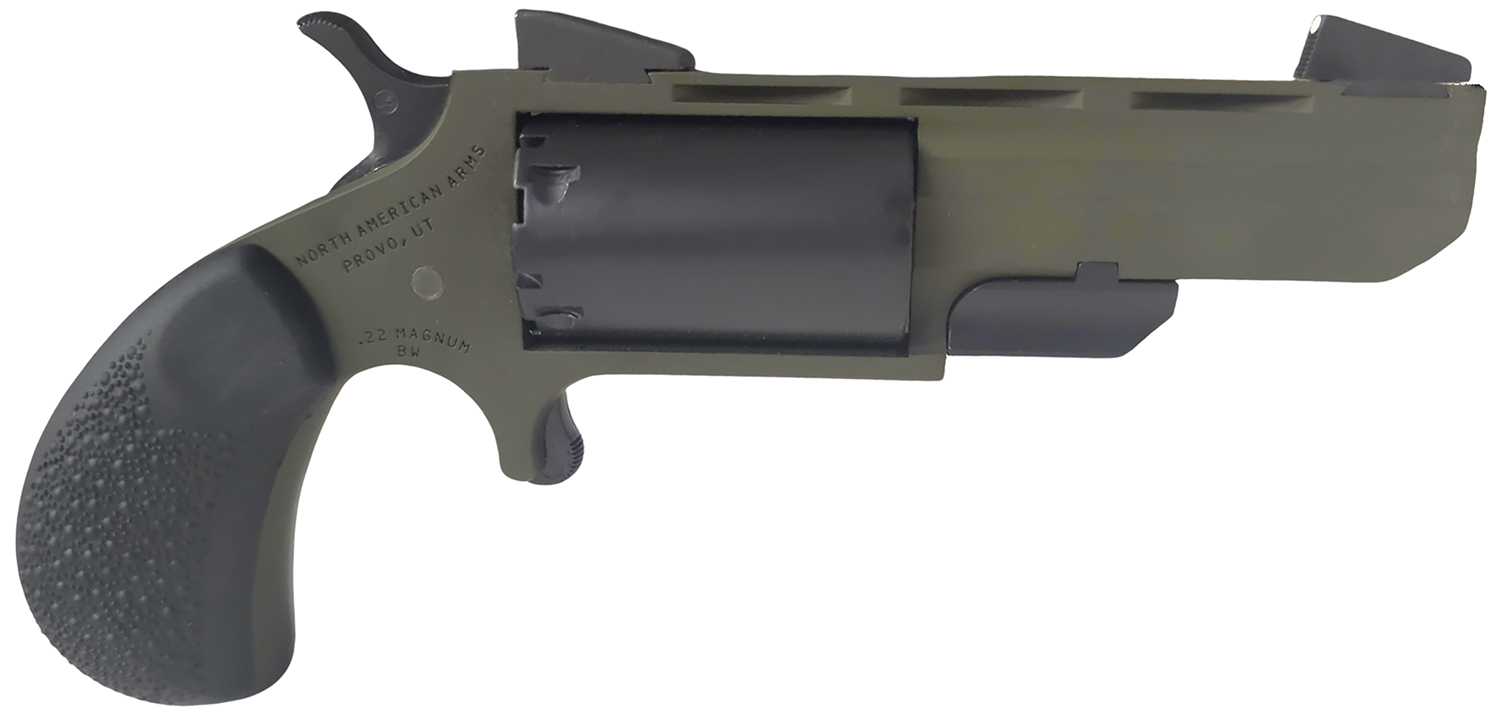North American Arms NAATGHCB Green Huntsman Conversion 22 LR/22 Mag 5rd 2″ Heavy Vent Rib Barrel, OD Green Cerakote Steel Frame, Matte Black Cylinder, Black Cobblestone Rubber Grip