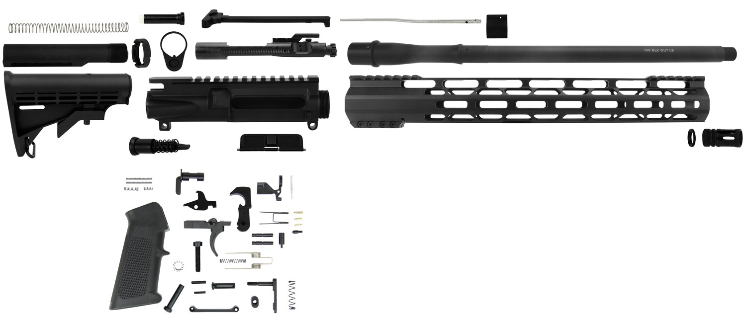 TacFire SSRK300LPK AR Build Kit Sports South Exclusive 300 Blackout AR-Platform Black Nitride 1/2″x28