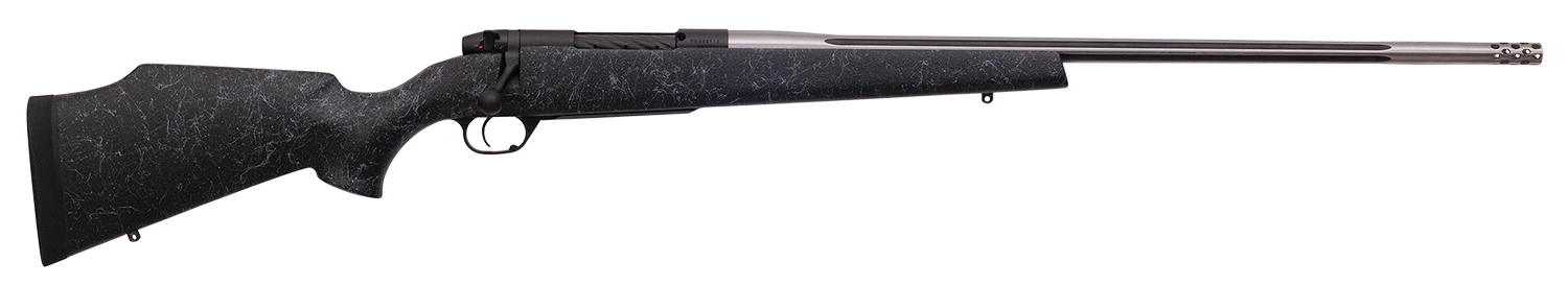 Weatherby MAM01N338LR8B Mark V Accumark 338 Lapua Mag 3+1 26″ Barrel, Matte Blued Metal Finish, Gray Webbed Black Fixed Monte Carlo Stock