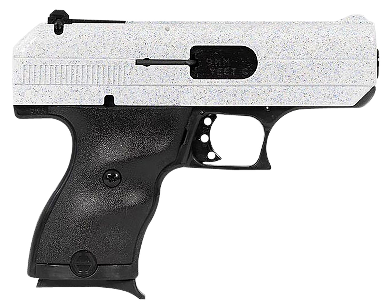 Hi-Point 916WHSP C9 9mm Luger 8+1 3.50″ Black Steel Barrel, Hydro-Dipped White Sparkle Serrated Slide, Black Polymer Frame, Black Polymer Grips