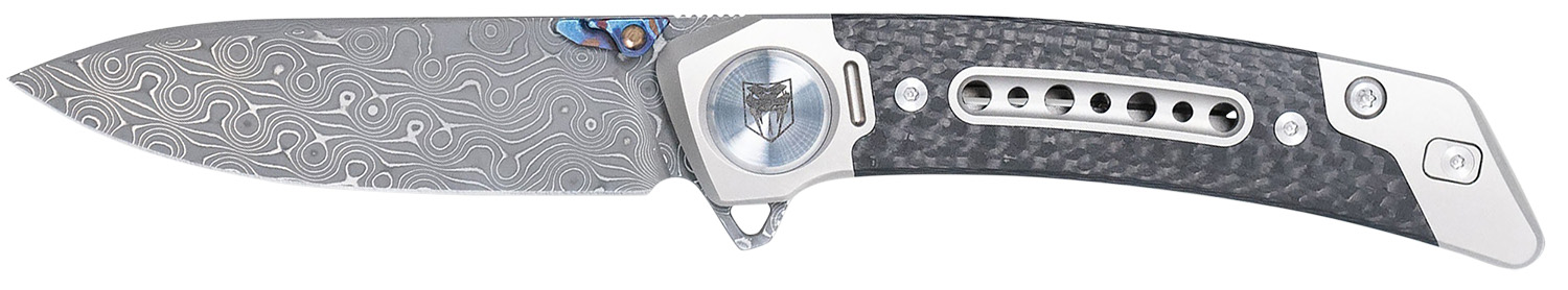 CobraTec Knives CTEMPDAMDNS Emperor 3″ Folding Drop Point Plain Damascus VG-10 SS Blade, 4.25″ Carbon Fiber/SS Titanium Handle