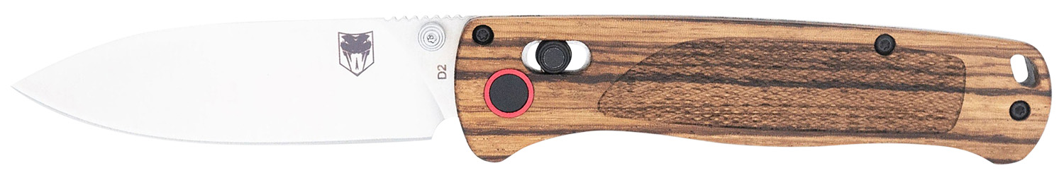 CobraTec Knives CTZWDBLDNS Bar Lock 3″ Folding Plain Satin D2 Steel Blade, 4.25″ Zebrawood Handle