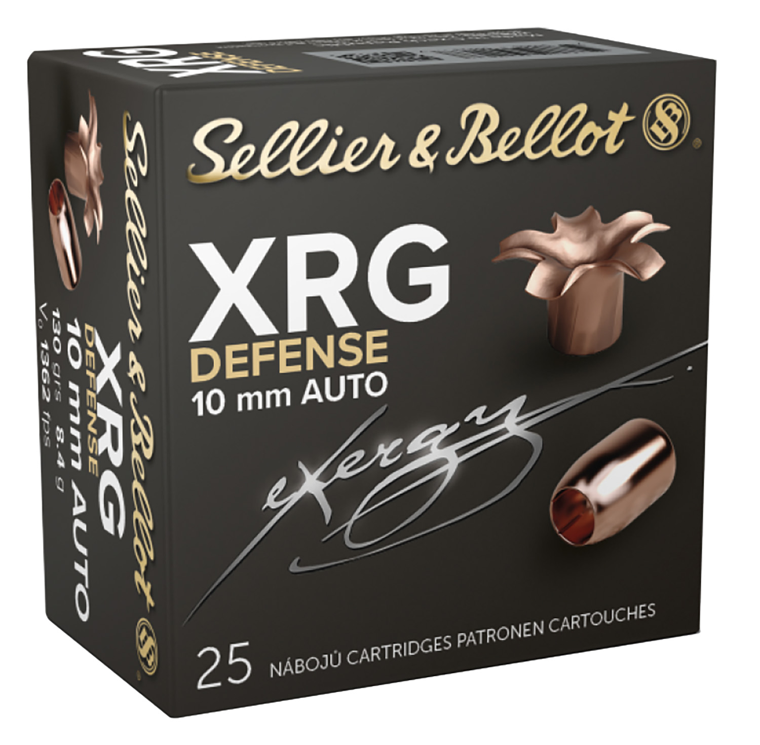 Sellier & Bellot SB10XA XRG Defense 10mmAuto 130gr Solid Copper Hollow Point 25 Per Box/40 Case