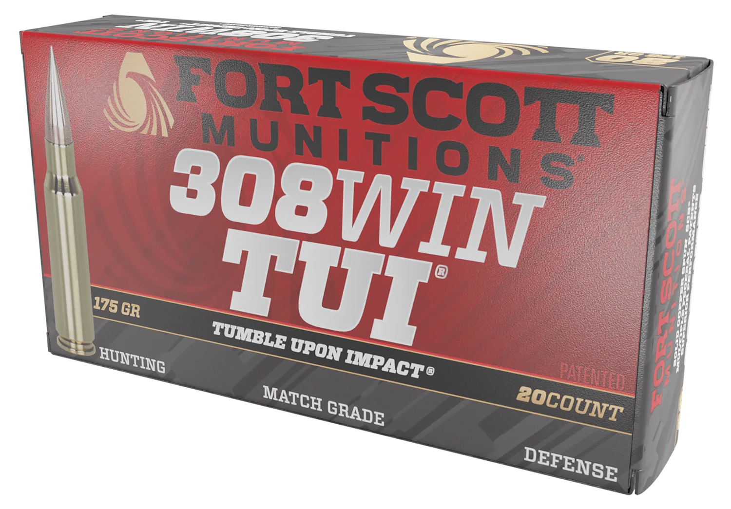 Fort Scott Munitions 308175SCV2 Tumble Upon Impact (TUI) Rifle 308Win 175gr Solid Copper Spun 20 Per Box/10 Case