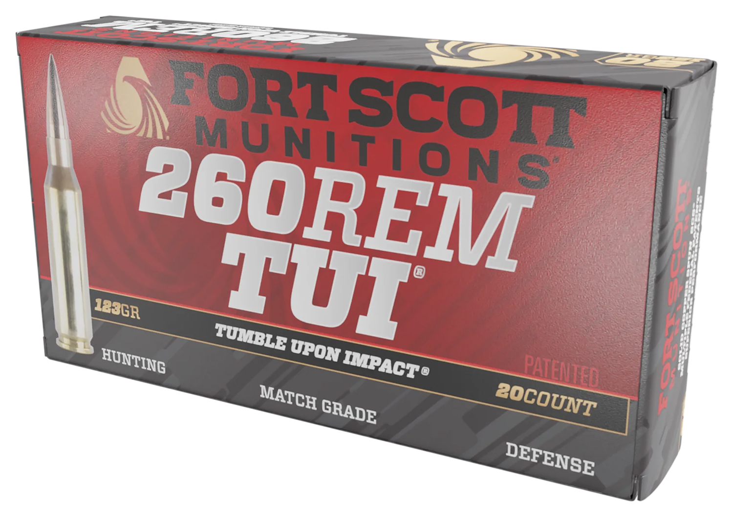 Fort Scott Munitions 260123SCV2 Tumble Upon Impact (TUI) 260Rem 123gr Solid Copper Spun 20 Per Box/25 Case