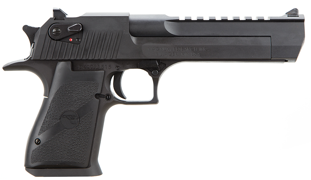 Magnum Research DE44 Desert Eagle Mark XIX 44 Rem Mag Caliber with 6″ Picatinny Rail Barrel, 8+1 Capacity, Overall Black Finish Carbon Steel, Beavertail Frame, Serrated Slide & Rubber Grip