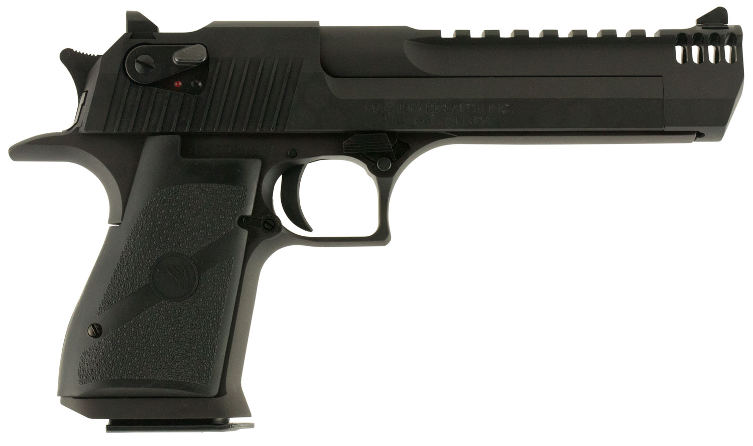 Magnum Research DE44IMB Desert Eagle Mark XIX 44 Rem Mag 6″ with Muzzle Brake 8+1 Matte Black Carbon Steel Frame & Slide Black Rubber Grip