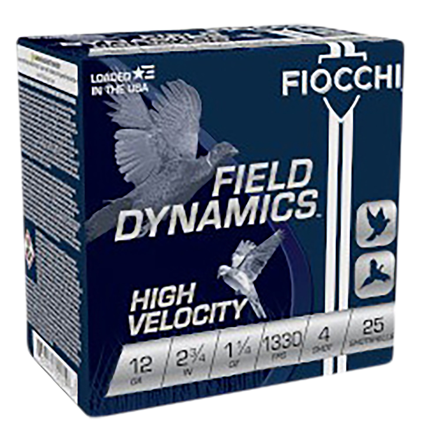 Fiocchi 12HV4 Field Dynamics High Velocity 12Gauge 2.75″ 1 1/4oz 4Shot 25 Per Box/10 Case