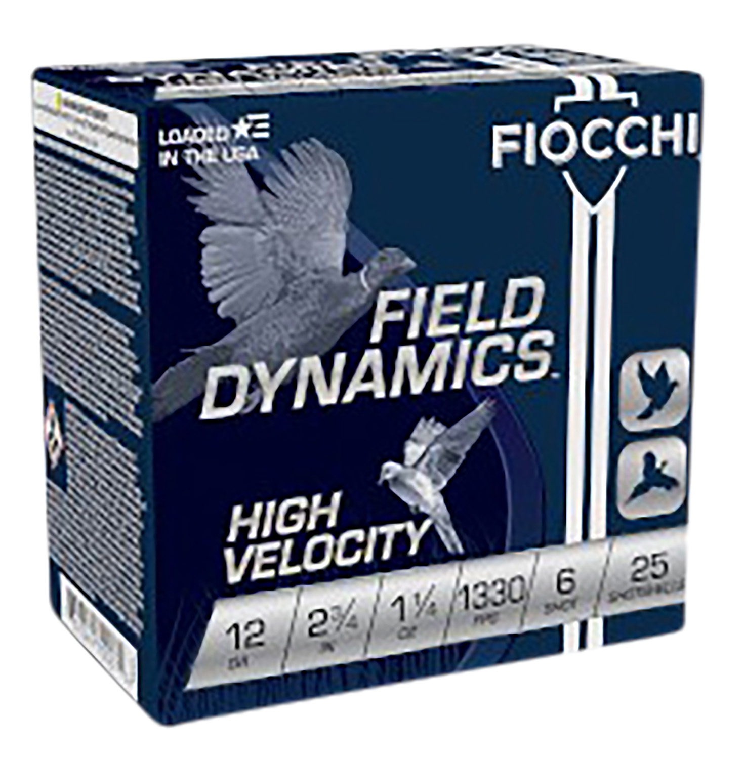 Fiocchi 12HV6 Field Dynamics High Velocity 12Gauge 2.75″ 1 1/4oz 6Shot 25 Per Box/10 Case