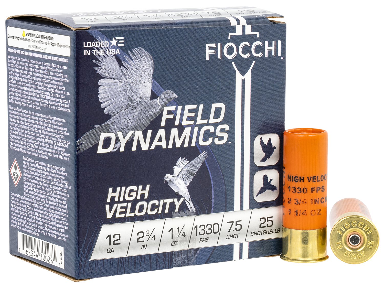 Fiocchi 12HV75 Field Dynamics High Velocity 12Gauge 2.75″ 1 1/4oz 7.5Shot 25 Per Box/10 Case