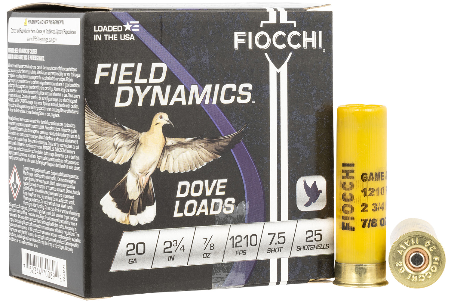 Fiocchi 20GT75 Field Dynamics Dove & Quail 20Gauge 2.75″ 7/8oz 7.5Shot 25 Per Box/10 Case