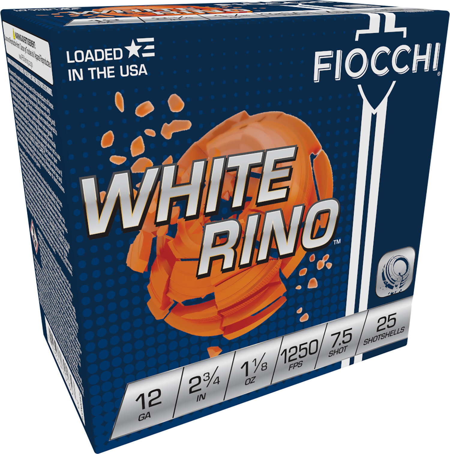 Fiocchi 12WRNO75 Exacta Target White Rino Target 12Gauge 2.75″ 1 1/8oz 7.5Shot 25 Per Box/10 Case