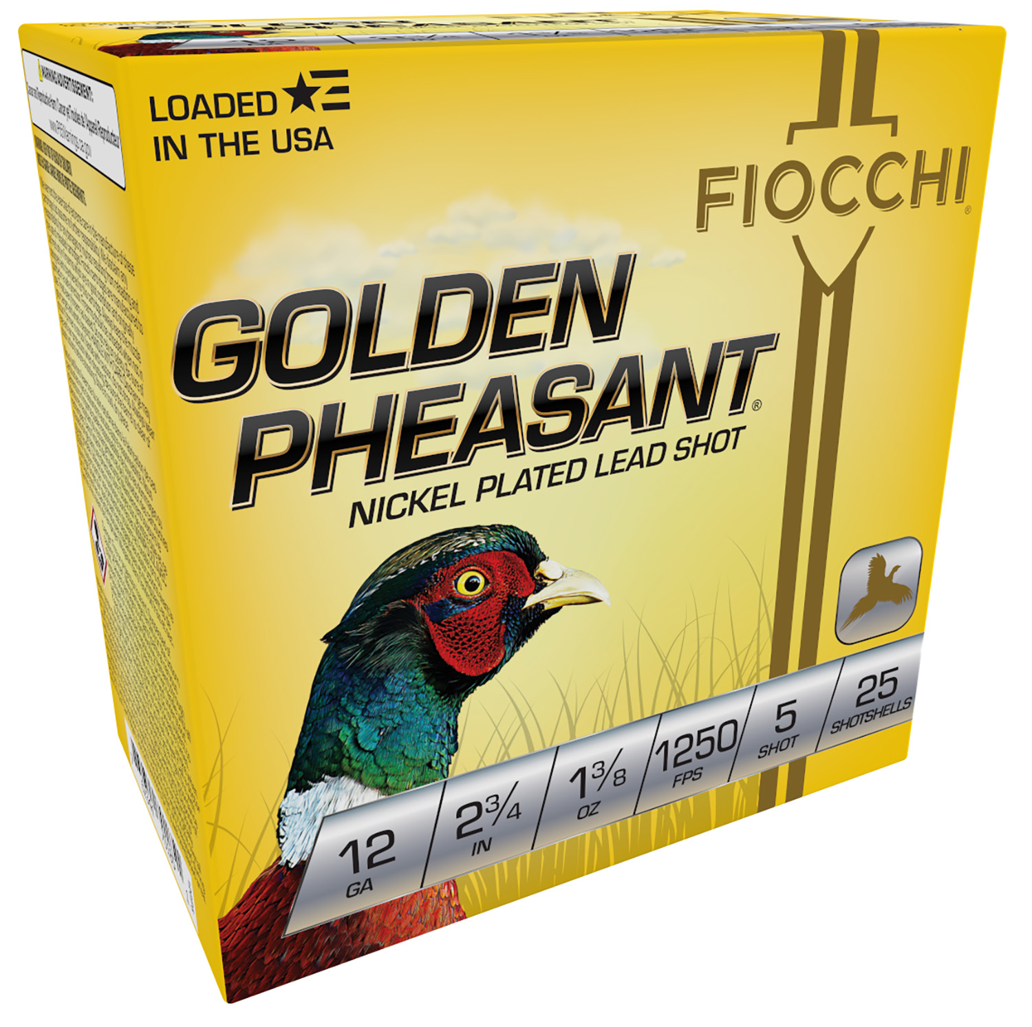 Fiocchi 12GP5 Golden Pheasant Extrema 12Gauge 2.75″ 1 3/8oz 5Shot 25 Per Box/10 Case